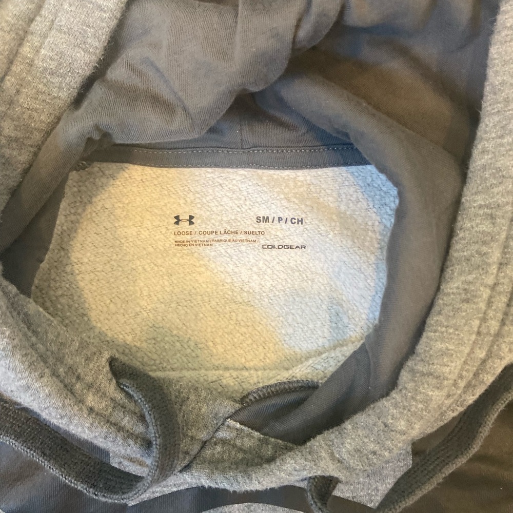 Under Armour - mens grey hoodie sweatshirt with black UA logo, small